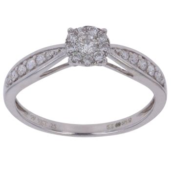 9ct White Gold 0.25ct Brilliant Cut Diamond Cluster Ring
