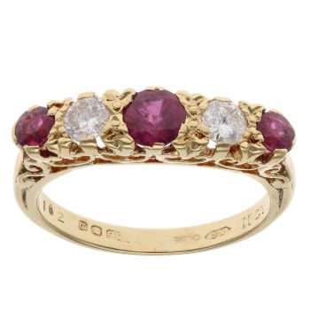 18ct Yellow Gold 0.30ct Brilliant Cut Diamond and Ruby Ring