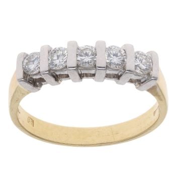 18ct Yellow Gold 0.55ct Brilliant Cut Diamond Five Stone Ring