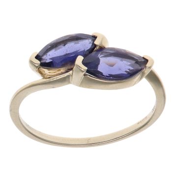 9ct Yellow Gold Lolite Two Stone Ring