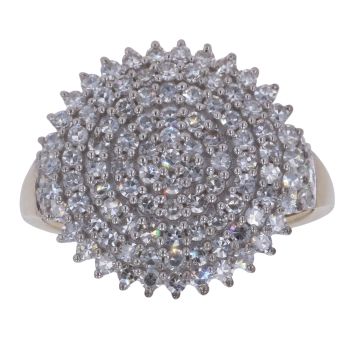 9ct Yellow Gold 1.00ct Round Brilliant Cut Diamond Cluster Ring