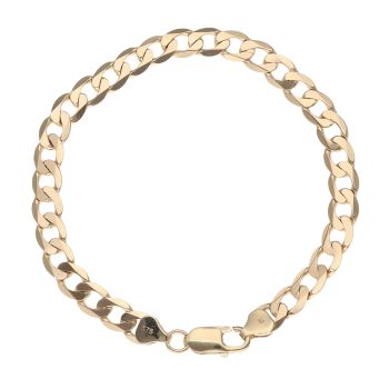 9ct Yellow Gold Plain Curb Bracelet 9"
