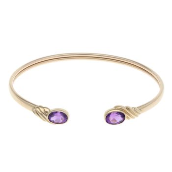 9ct Yellow Gold Amethyst Torque Bangle