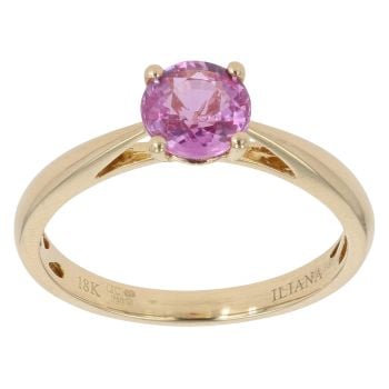 18ct Yellow Gold Pink Sapphire Solitaire Ring
