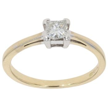 18ct Yellow Gold 0.30ct Princess Cut Diamond Solitaire Ring