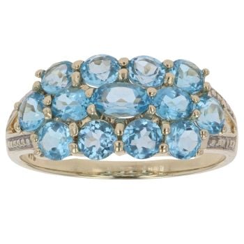 9ct Yellow Gold Topaz 0.02ct Diamond Cluster Ring