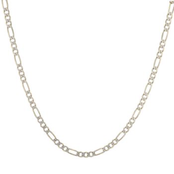 9ct Yellow and White Gold Diamond Cut Figaro Chain 18"