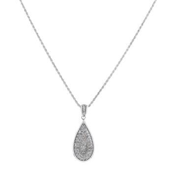 9ct White Gold 0.40ct Brilliant Cut Diamond Cluster Pendant And Chain 20"