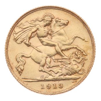 1913 George V Large Head UK Half Sovereign Coin