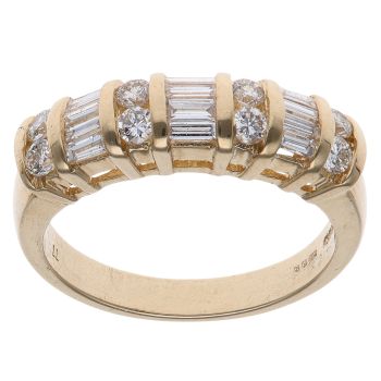 18ct Yellow Gold 0.70ct Brilliant and Baguette Cut Diamond Fancy Ring
