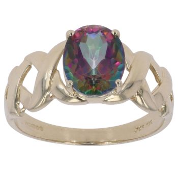 9ct Yellow Gold Mystic Topaz Single Stone Ring