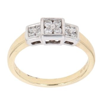 18ct Yellow Gold 0.25ct Brilliant Cut Diamond Triple Cluster Ring