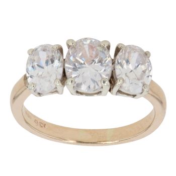 9ct Yellow Gold Cubic Zirconia Three Stone Ring