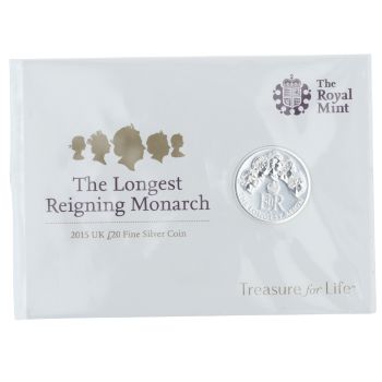 2015 Elizabeth II The Longest Reigning Monarch Brilliant Uncirculated Sealed UK Twenty Pound Coin