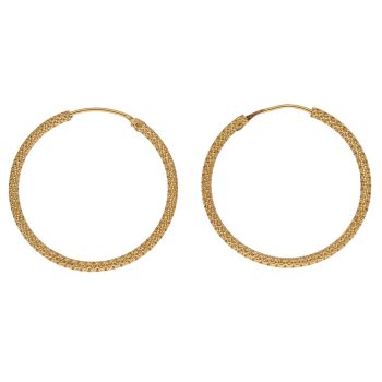 22ct Yellow Gold Dot Cut Hoop Earrings