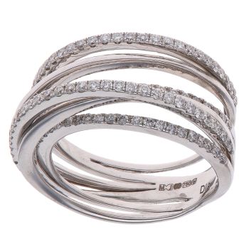 18ct White Gold 0.75ct Brilliant Cut Diamond Crossover Ring