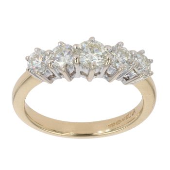 18ct Yellow Gold 1.00ct Diamond Five Stone Ring