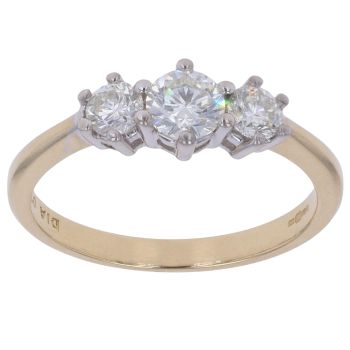 9ct Yellow Gold 0.75ct Brilliant Cut Diamond Trilogy Ring