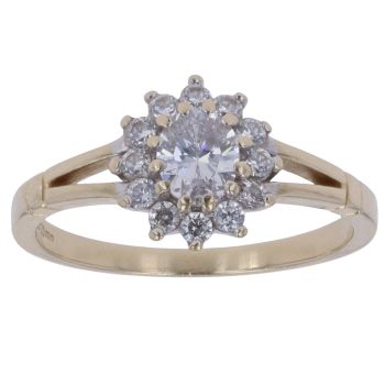 9ct Yellow Gold Cubic Zirconia Cluster Ring
