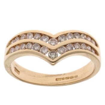 18ct Yellow Gold 0.55ct Brilliant Cut Diamond Wishbone Ring