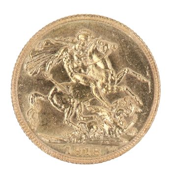 1918 George V Large Head Canada Full Sovereign Coin