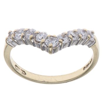 9ct Yellow Gold Cubic Zirconia Wishbone Ring