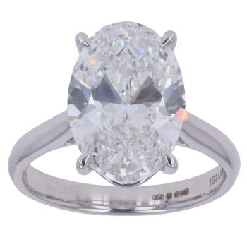 9ct White Gold 5.00ct Oval Cut Lab Grown Diamond Solitaire Ring