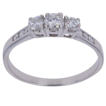 18ct White Gold 0.50ct Brilliant Cut Diamond Trilogy Ring