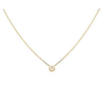 14ct Yellow Gold 0.10ct Brilliant Cut Diamond Solitaire Pendant and Chain 20"