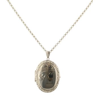 9ct Yellow Gold Filigree Patterned Locket and Chain 18"
