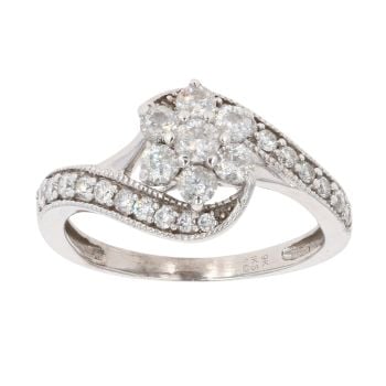 9ct White Gold 0.62ct Diamond Cluster Ring