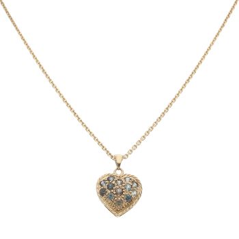 9ct Yellow Gold Smokey Quartz Heart Pendant and Belcher Chain 18"