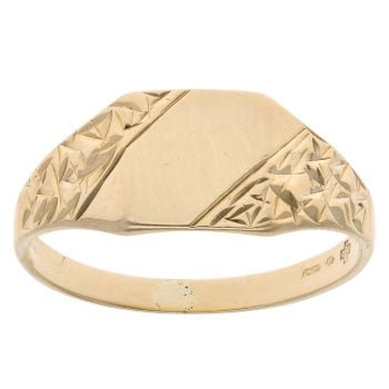 9ct Yellow Gold Patterned Signet Ring