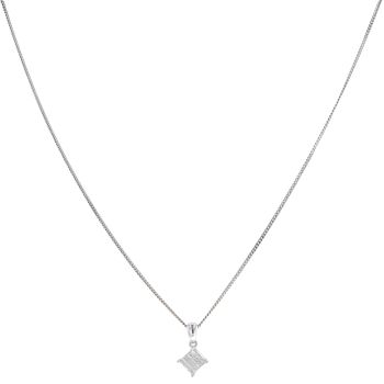 18ct White Gold 0.25ct Princess Cut Diamond Cluster Pendant and Chain 16"
