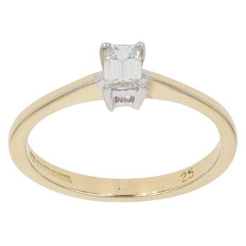 18ct Yellow Gold 0.25ct Emerald Cut Diamond Solitaire Ring