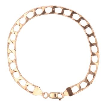 9ct Yellow Gold Square Curb Link Bracelet 8"