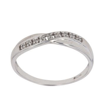9ct White Gold 0.05ct Brilliant Cut Diamond Crossover Ring