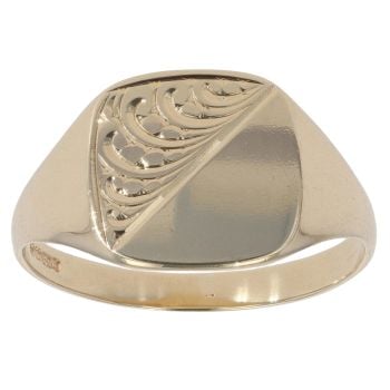 9ct Yellow Gold Patterned Signet Ring