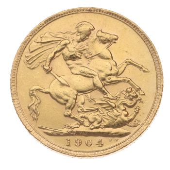 1904 Edward VII Large Head UK Full Sovereign Coin