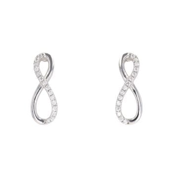 Silver Cubic Zirconia Infinity Stud Earrings