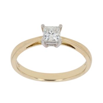 18ct Yellow Gold 0.50ct Princess Cut Diamond Solitaire Ring