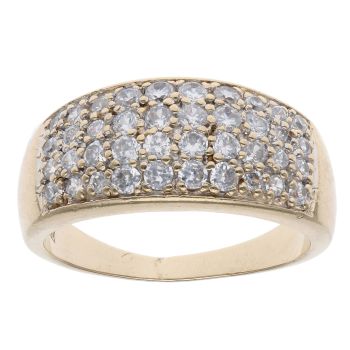 9ct Yellow Gold Cubic Zirconia Four Row Ring