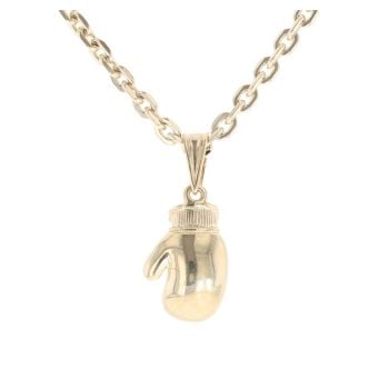 9ct Yellow Gold Boxing Glove Pendant And Belcher Chain 16"