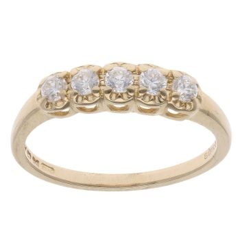 14ct Yellow Gold Cubic Zirconia Five Stone Ring