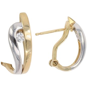 18ct Yellow and White Gold 0.15ct Diamond Fancy Earrings