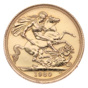 1980 Elizabeth II Decimal Portrait UK Full Sovereign Coin