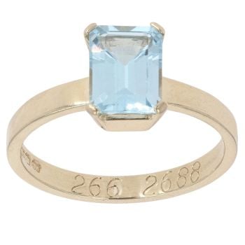 9ct Yellow Gold Blue Topaz Single Stone Ring
