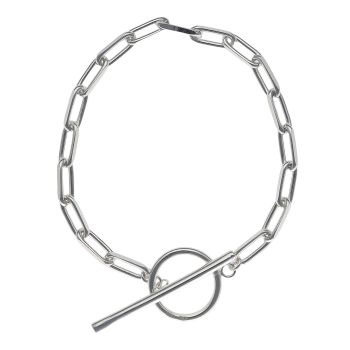 Silver Paperclip T-Bar Bracelet 7" By Icesia