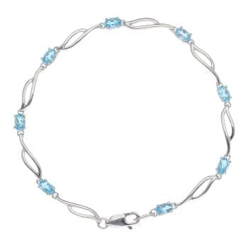 9ct White Gold Blue Topaz Bracelet 7"