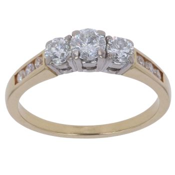 18ct Yellow Gold 0.75ct Diamond Trilogy Ring